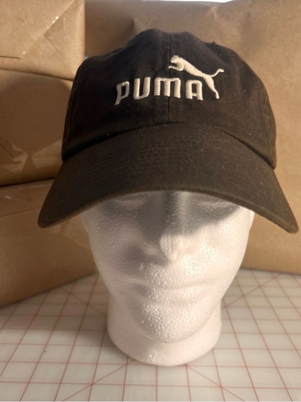 Puma Black Cap with White Logo Embroidery